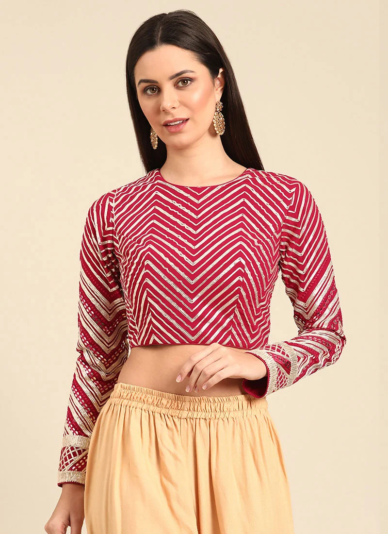 Rani Pink Georgette Embroidered Blouse