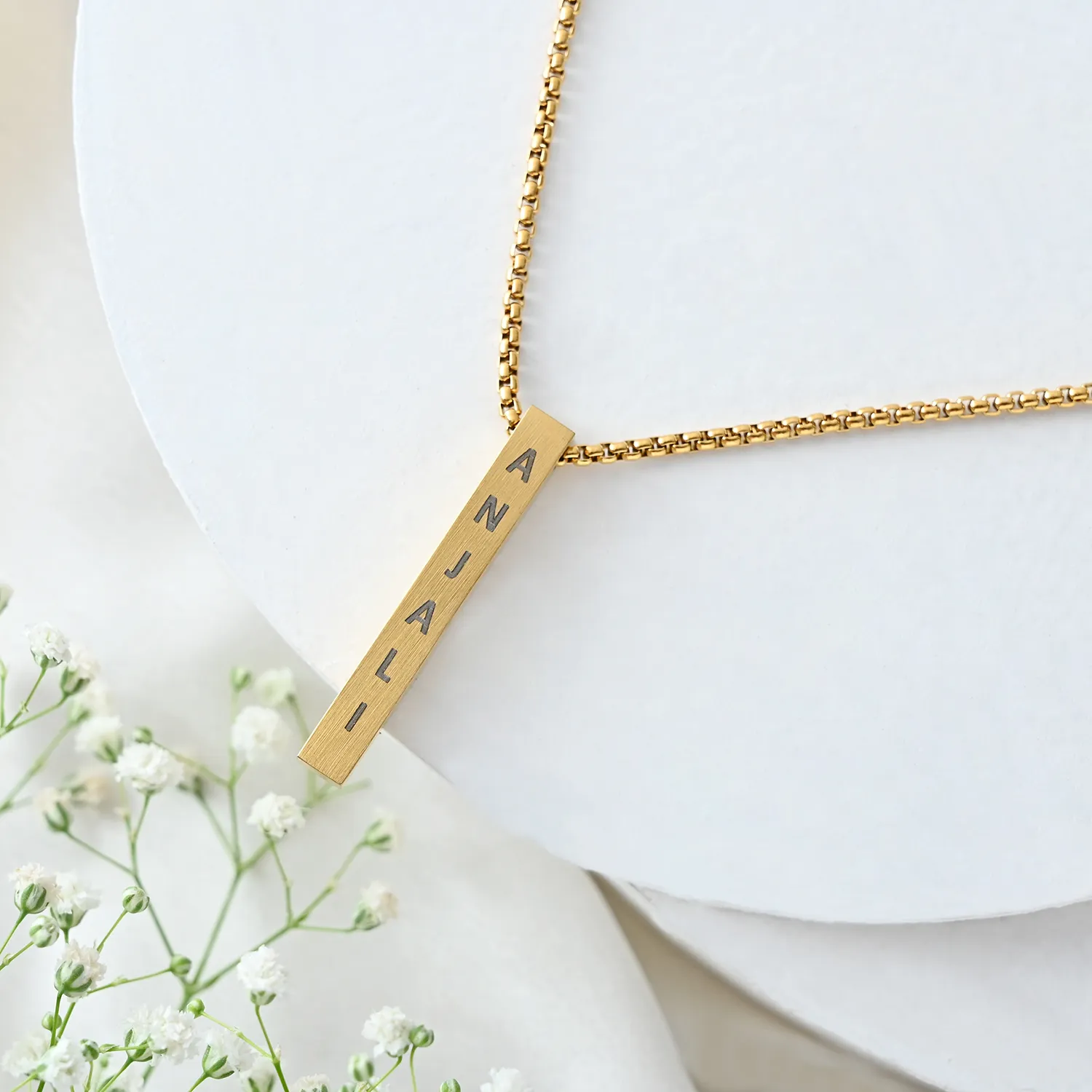 Personalised Golden Elegance Square Neck Chain